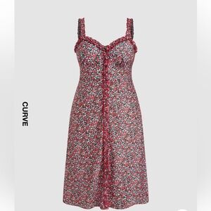 Cider Curve Floral Midi Dress - Red and Blue